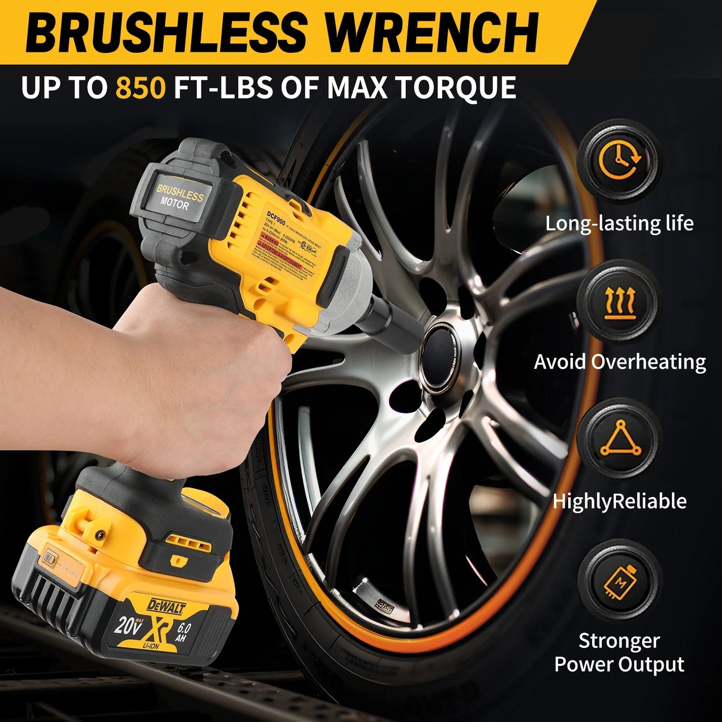 DEWALT DCF900 Impact Wrench 1/2* Inch High Torque With Hog Ring Anvil 20V Brushless Cordless Wrench Dewalt Power Tools