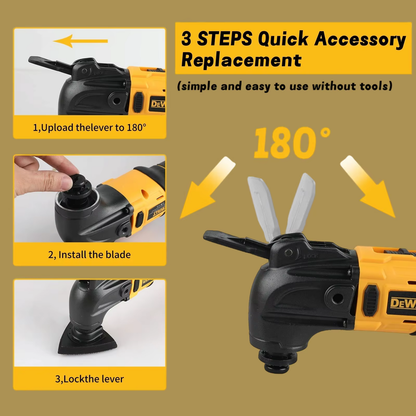 DEWALT 21V Max Brushless Cordless Oscillating Multi Tool w/5 Accessories,Tool-Free Quick Change,Cutting,Sanding Grout Removal