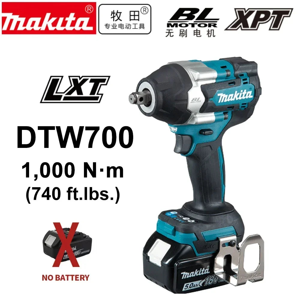 Makita DTW700 18V LXT Brushless Impact Wrench 1000N·m - for Auto Repair Heavy Equipment Assembly Cordless Tool (NO BATTERY)