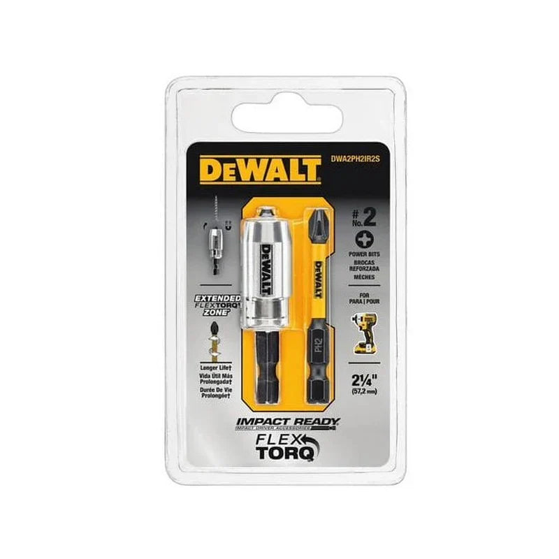 DEWALT DWAF2PH2IR2S PH2 FLEXTORQ 1/4x2-1/4in Impact Driver Drill Bit HSS Magnetic Sleeve Carpentry Power Tool Accessories