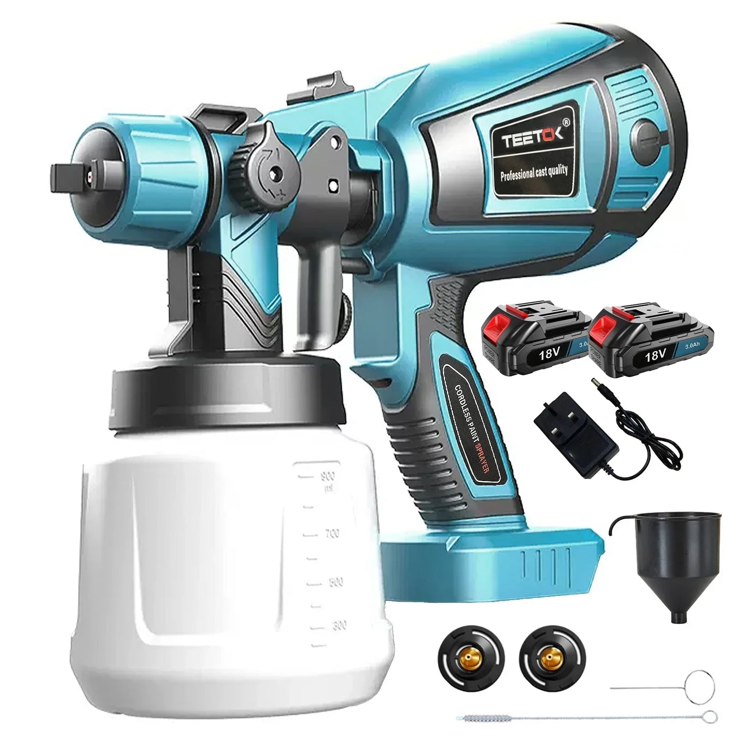 2 Battery Cordless Paint-Sprayer-Spray Gun Airless Home/Outdoor Wall Fence For Makita 18V HVLP 1000ML