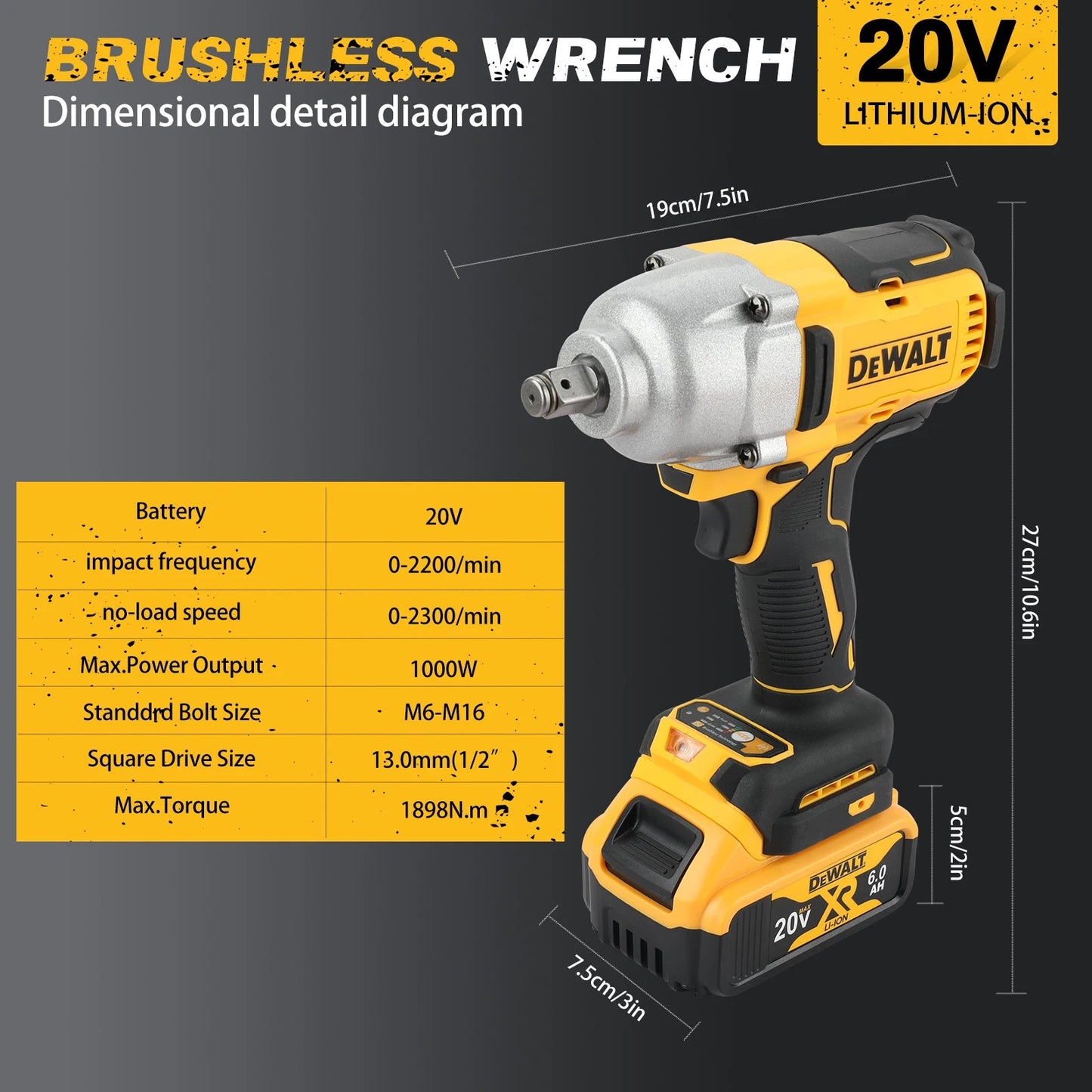 DEWALT DCF900 Impact Wrench 1/2* Inch High Torque With Hog Ring Anvil 20V Brushless Cordless Wrench Dewalt Power Tools