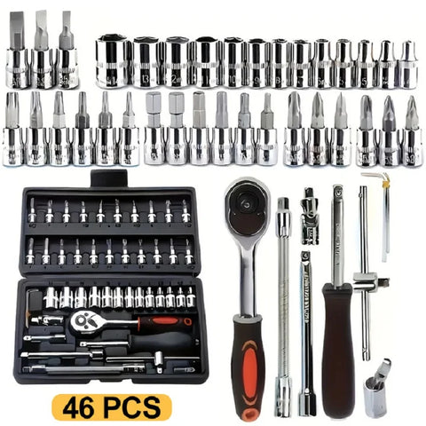 Ratchet Wrench Tool Set 1/4 Metric Socket Wrench Household Manual Repair Tools for Bike Repair