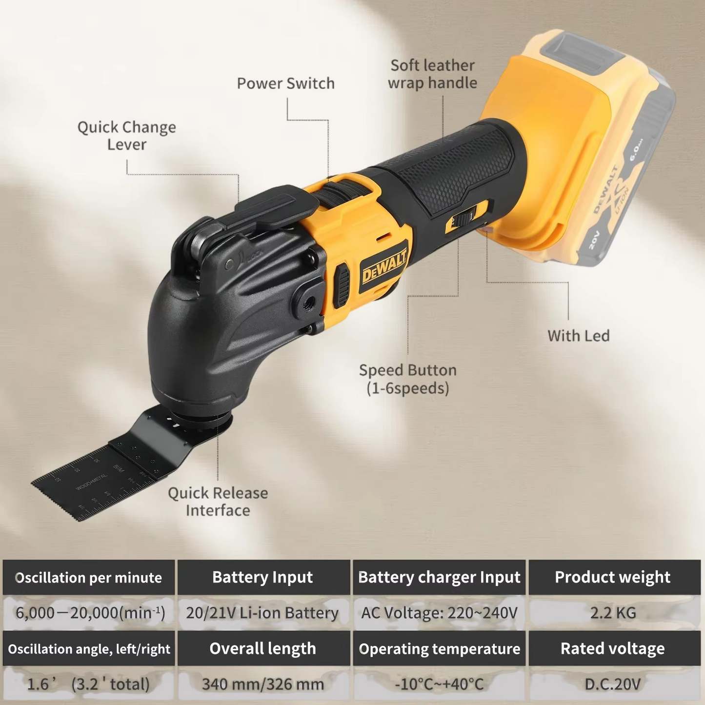 DEWALT 21V Max Brushless Cordless Oscillating Multi Tool w/5 Accessories,Tool-Free Quick Change,Cutting,Sanding Grout Removal