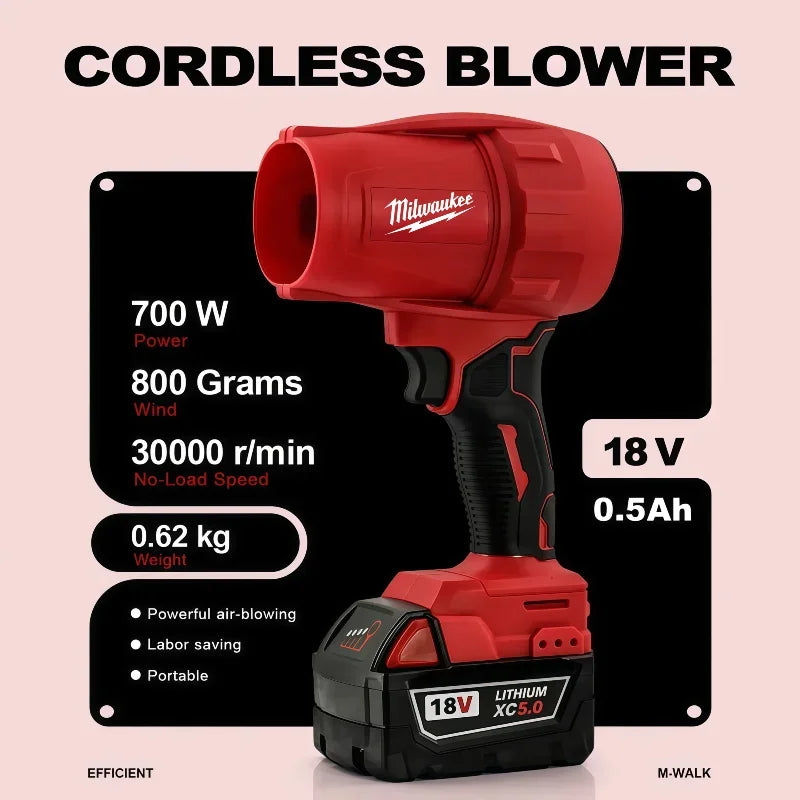 Milwaukee 30000r/min Electric Air blower Super Strong Wind Force 18V Battery Cordless Pin Turbojet Fan Car Dust Removal Tool