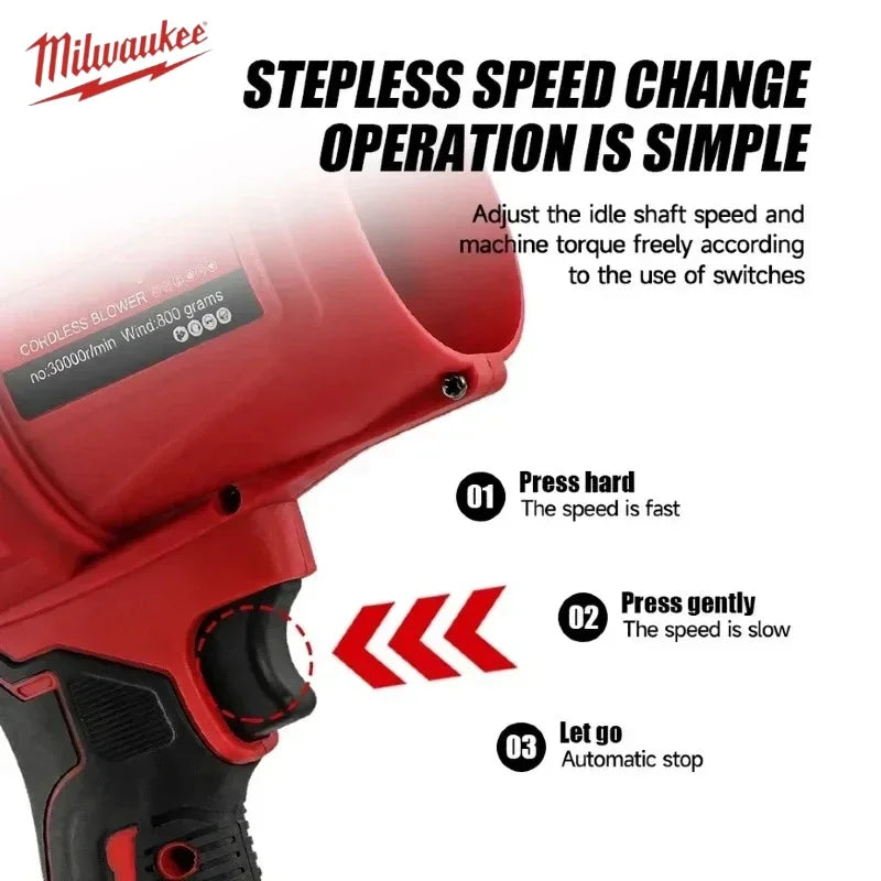 Milwaukee 30000r/min Electric Air blower Super Strong Wind Force 18V Battery Cordless Pin Turbojet Fan Car Dust Removal Tool